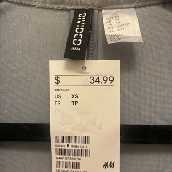 Women crushed Grey Velvet Jacket Victorian H&M Divided SIZE XS - Picture 4 of 4